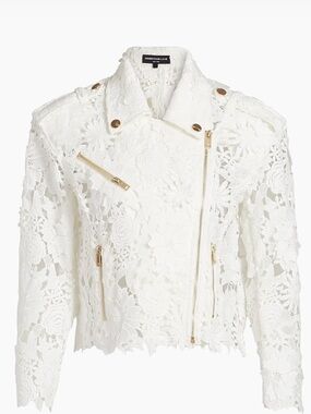 NWT Generation Love White Crawford 3D Moto Jacket with Gold Hardware